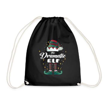 dramatic Elf funny Family Christmas Weihnachten - Turnbeutel - Schwarz - Vorne