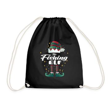 fishing Elf funny Family Christmas Weihnachten - Turnbeutel - Schwarz - Vorne