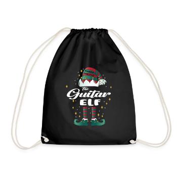 guitar Elf funny Family Christmas Weihnachten - Turnbeutel - Schwarz - Vorne