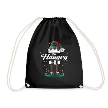 hangry Elf funny Family Christmas Weihnachten - Turnbeutel - Schwarz - Vorne