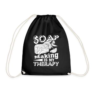 Soap Making Soap Making Is My Therapy - Drawstring Bag - black - Front