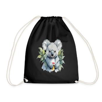 Koala in Wasserfarben - Turnbeutel - Schwarz - Vorne
