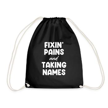 Fixin' Pains Prendre Des Noms Drôle Physiothérapeute - Sac de sport léger - noir - Devant