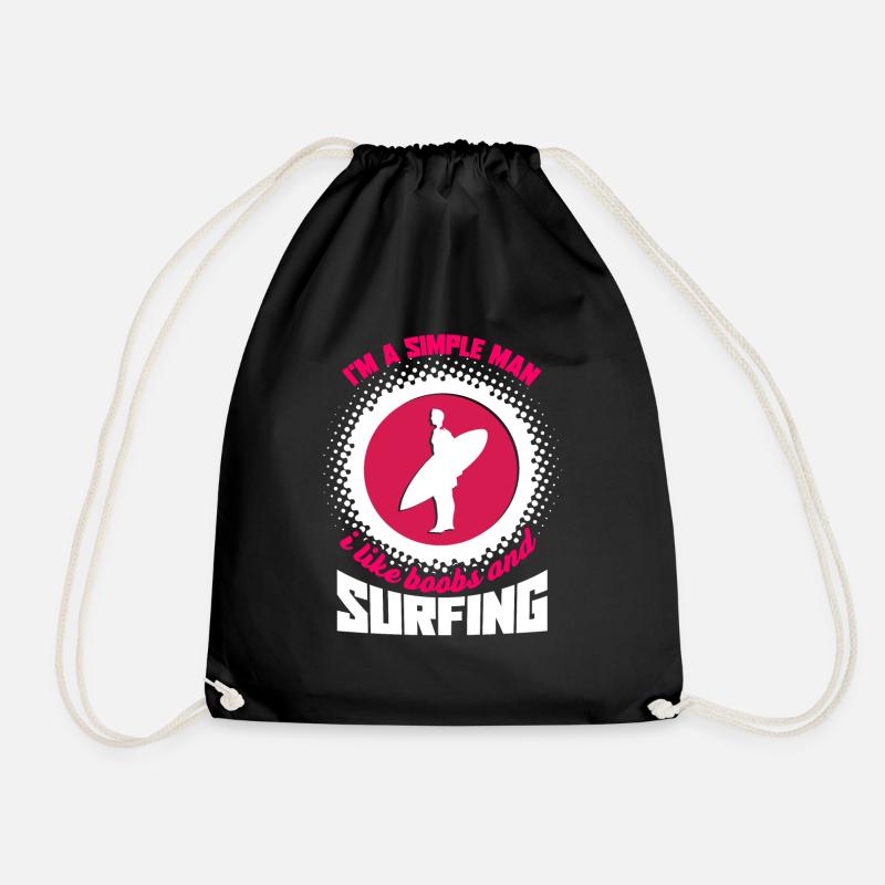 Surfing I Like Boobs And Surfing - Drawstring Bag - black
