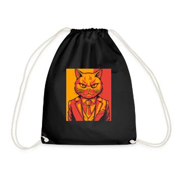 Katze - Turnbeutel - Schwarz - Vorne