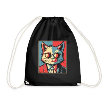 Katze - Turnbeutel - Schwarz - Vorne