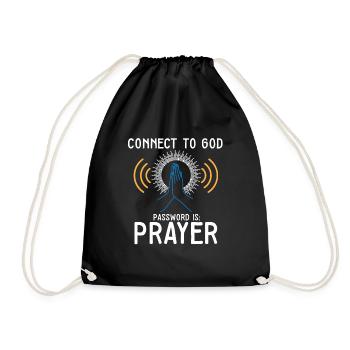 Connect to God I Love Jesus Believer Worship - Drawstring Bag - black - Front