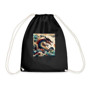 Drache Japanisch - Turnbeutel - Schwarz - Vorne