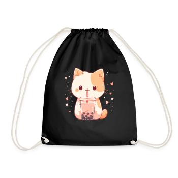 Boissons pour chats kawaii Boba Bubble Tea Chibi - Sac de sport léger - noir - Devant