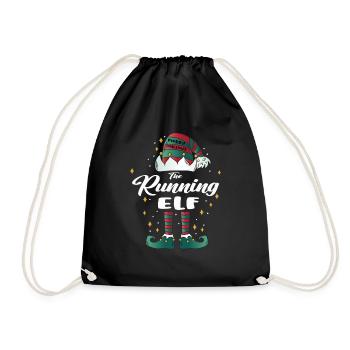 running Elf funny Family Christmas Christmas - Drawstring Bag - black - Front