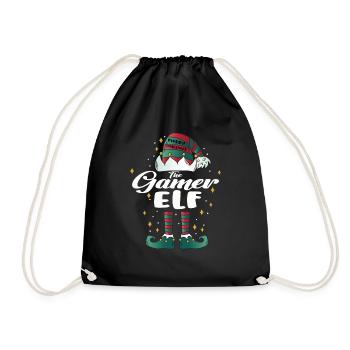 gamer Elf funny Family Christmas Weihnachten - Turnbeutel - Schwarz - Vorne