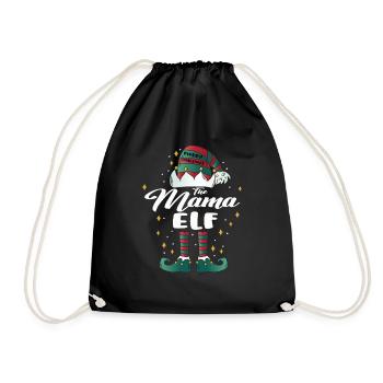 mama Elf funny Family Christmas Weihnachten - Turnbeutel - Schwarz - Vorne