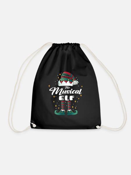 musical Elf funny Family Christmas Weihnachten - Turnbeutel - Schwarz