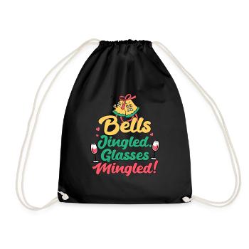 Drunk Christmas Funny Quote Wine Lover Mom Tipsy - Drawstring Bag - black - Front