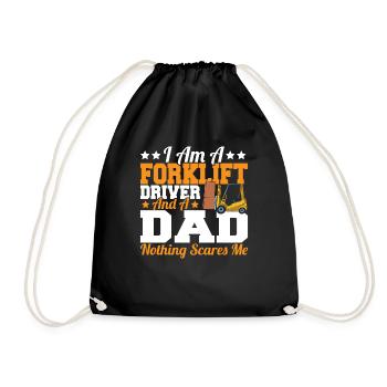 Father I Am A Forklift Driver And A Dad Forklifter - Drawstring Bag - black - Front