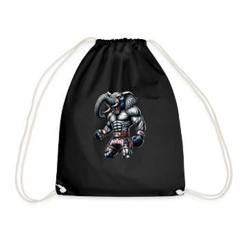 Starker Muay Thai Elefant - Thai Boxen und Kämpfen - Turnbeutel - Schwarz - Vorne