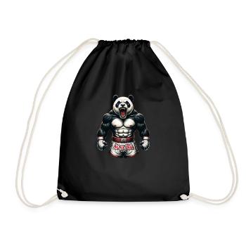 Angry Muay Thai Panda - Thai Boxen und Kämpfen - Turnbeutel - Schwarz - Vorne