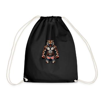Muay Thai Tiger - Thailändisches Boxen und Kämpfen - Turnbeutel - Schwarz - Vorne