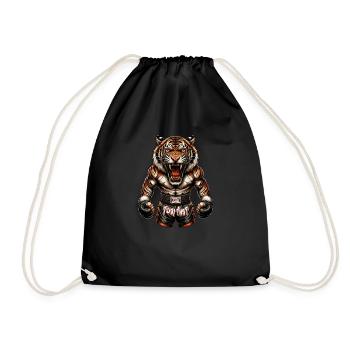 Angry Muay Thai Tiger - Thai Boxen und Kämpfen - Turnbeutel - Schwarz - Vorne
