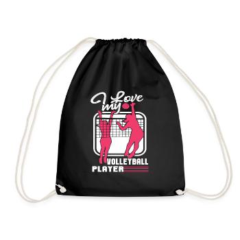 Volleyball I Love My Volleyball Player - Drawstring Bag - black - Front