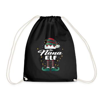 nana Elf funny Family Christmas Weihnachten - Turnbeutel - Schwarz - Vorne