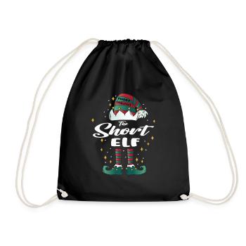 short Elf funny Family Christmas Weihnachten - Turnbeutel - Schwarz - Vorne