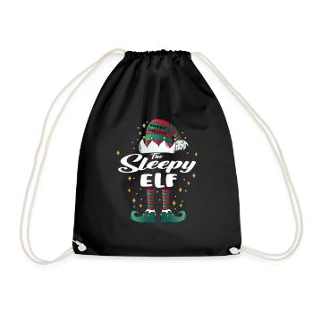 sleepy Elf funny Family Christmas Weihnachten - Turnbeutel - Schwarz - Vorne