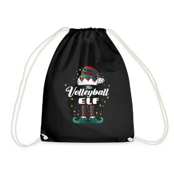 volleyball Elf funny Family Christmas Weihnachten - Turnbeutel - Schwarz - Vorne