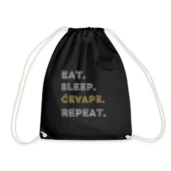 Eat. Sleep. Cevape. Repeat - Turnbeutel - Schwarz - Vorne