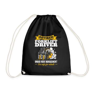 Cool Retired Forklift Driver Funny Forklift Operate - Drawstring Bag - black - Front