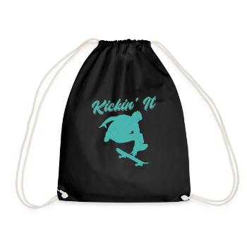 Kickin' it Old School Skateboarding Skater Skatebo - Turnbeutel - Schwarz - Vorne
