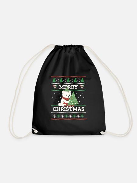 Ugly Christmas Sweater niedlicher Eisbär - Turnbeutel - Schwarz