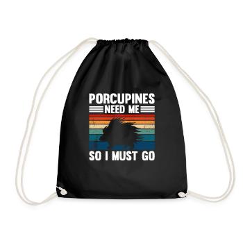 Mignon Porc-épic Drôle - Sac de sport léger - noir - Devant