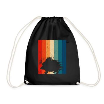 Cute Porcupine Funny - Drawstring Bag - black - Front