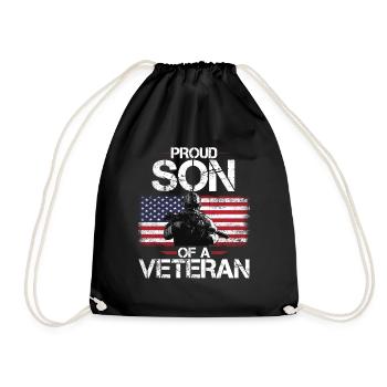 Proud Son of A Veteran USA Flag - Drawstring Bag - black - Front