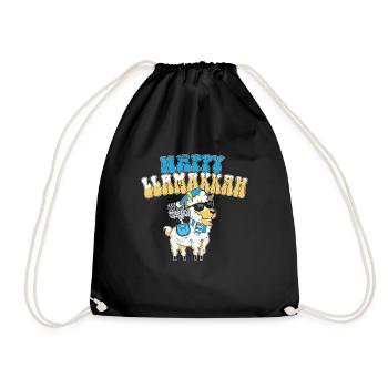 Hanukkah Jewish Costume Happy Llamakkah Llama - Drawstring Bag - black - Front