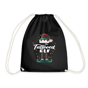 tattooed Elf funny Family Christmas Weihnachten - Turnbeutel - Schwarz - Vorne