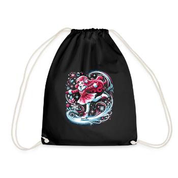 Grace on the Ice: Red Hair, Ice Skating Magic - Drawstring Bag - black - Front
