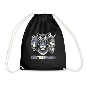 Bärtigermann Bär Tiger Mann Geschenk Bart - Turnbeutel - Schwarz - Vorne