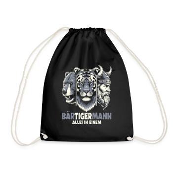 Bärtigermann Bär Tiger Mann Geschenk Bart - Turnbeutel - Schwarz - Vorne