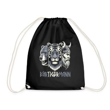 Bärtigermann Bär Tiger Mann Geschenk Bart - Turnbeutel - Schwarz - Vorne
