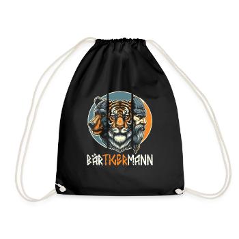 Bärtigermann Bär Tiger Mann Geschenk Bart - Turnbeutel - Schwarz - Vorne