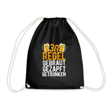 3G-Regel Gebraut Gezapft Getrunken Saufen Bier Par - Turnbeutel - Schwarz - Vorne