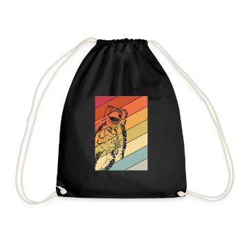 Astronaut Vintage Space Weltall Raumfahrt Weltallf - Drawstring Bag - black - Front