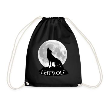 Wolf Vollmond Leitwolf für Ihn Geschenkidee - Turnbeutel - Schwarz - Vorne