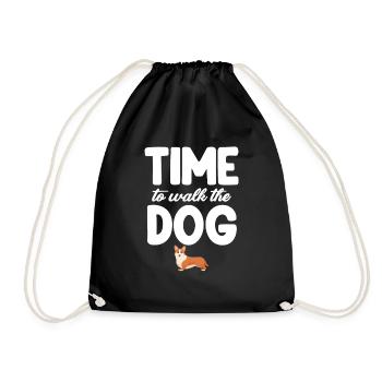 Time to walk the dog dog dog - Drawstring Bag - black - Front