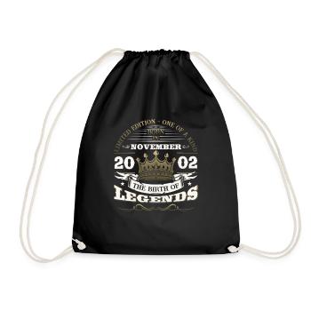 21st Birthday Legendary November Vintage 2002 - Drawstring Bag - black - Front
