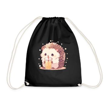 Kawaii Hérisson Boissons Boba Bubble Tea Chibi - Sac de sport léger - noir - Devant