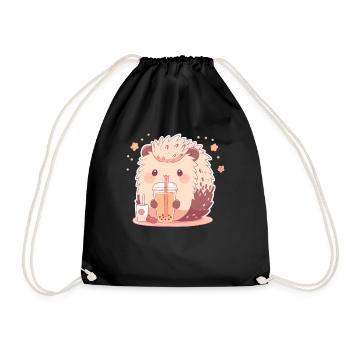 Kawaii Hérisson Boissons Boba Bubble Tea Chibi - Sac de sport léger - noir - Devant