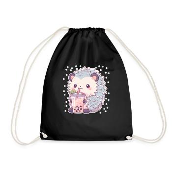 Kawaii Hérisson Boissons Boba Bubble Tea Chibi - Sac de sport léger - noir - Devant
